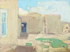 Taos by Leon Gaspard, oil on canvas laid on board, sold Jul 2025