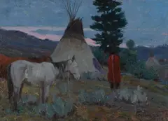 Elling William Gollings, Indian Encampment, 1923, oil on board
