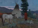 Elling William Gollings, Indian Encampment, 1923, oil on board