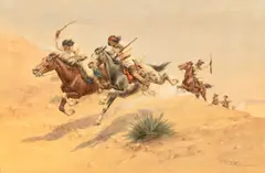 Herman W. Hansen, Running for Cover (Apaches), watercolor on paper