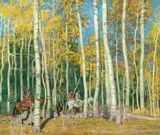 Ernest Martin Hennings, Riding Through the Aspens, oil on canvas