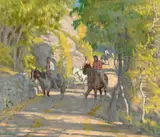 Ernest Martin Hennings, Indian Riders, oil on canvas laid on board