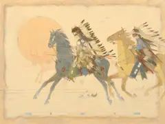 Oreland Joe, Tall Bulls Battle, oil on canvas