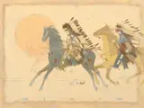 Oreland Joe, Tall Bulls Battle, oil on canvas