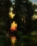 Thomas Moran, Border Gardens, Mexico, 1918, oil on canvas