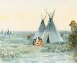 Bert Geer Phillips, Evening – Apache Camp, watercolor on paper