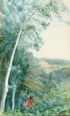 Bert Geer Phillips, A Glimpse of the Pueblo, watercolor on paper
