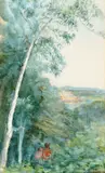 Bert Geer Phillips, A Glimpse of the Pueblo, watercolor on paper