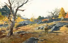 Ogden Pleissner, Grouse Shooting in Vermont, watercolor on paper