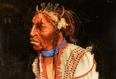 Blackfeet Warrior by Paul Pletka, acrylic on canvas, sold Jul 2025