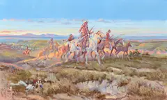 Ace Powell, Indians Moving Camp, oil on canvas