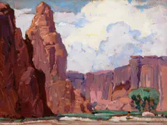 Ancient Homeland by Hanson Puthuff, oil on board, sold Jul 2025