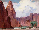 Hanson Puthuff, Ancient Homeland, oil on board