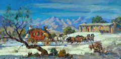 Marjorie Reed, Changing the Team at Vallecito (ca. 1982), oil on canvas