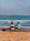 William Bowyer, Beach Scene, oil on canvas laid on board
