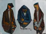 Robert Hunter, Domino Players, oil on board
