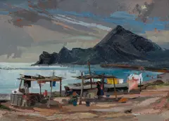 Ray Howard-Jones, Fisherfolk Altea, oil on board