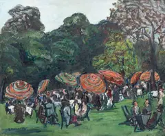 Denise Broadley, Garden Party Suffolk, oil on canvas