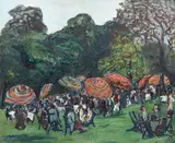 Denise Broadley, Garden Party Suffolk, oil on canvas
