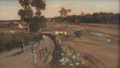 Bertram Walter Priestman, Children in a Lane, oil on canvas