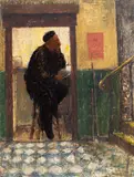Jack Bridger Chalker, Le Concierge, oil on board