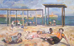 Edwin La Dell, Blanes Beach 1957, oil on board