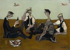 Marek Żuławski, On The Green, oil on board