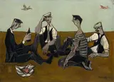 Marek Żuławski, On The Green, oil on board