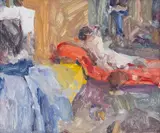 Francis Hoyland, Nude in the Studio, oil on board