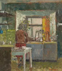 Deirdre Borlase, Kitchen Sink, oil on board