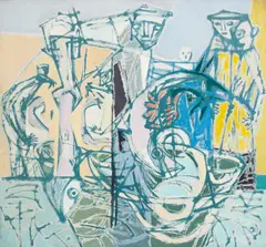 Eric James Malthouse, Sorting Fish Grey and Green, oil on canvas