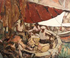 James Doxford, Mackerel Boats Marseilles, oil on board