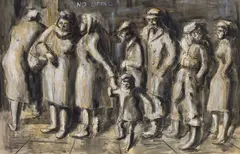 Colin Moss, The Ration Queue, mixed media