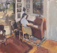 Dick Lee, Gillian at the Piano, oil