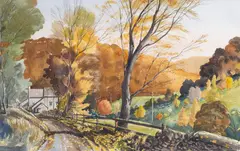 Harold Sayer, Far End Sheepscombe, watercolour