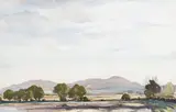 Harold Sayer, Towards Alderton Hill, watercolour