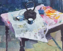 Tom Coates, Kitchen Table Newspaper etc, oil