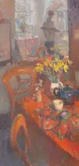 Jacqueline Williams, Interior with Daffodils, oil