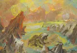 Ray Howard-Jones, Evensong - Easter Bay, gouache