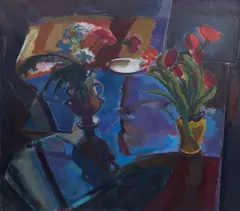 Niel Bally, Two Vases of Flowers, oil
