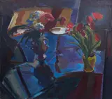 Niel Bally, Two Vases of Flowers, oil