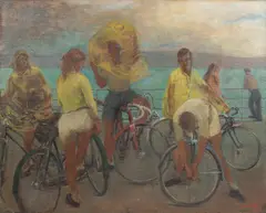 Jean Clark, Cyclists and Approaching Storm, oil