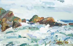 Christopher Charles Johnson, Stormy Sea Catterline, Scotland, oil