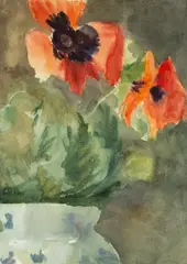 Emily Sargent, Vase of Poppies, England, watercolour on paper