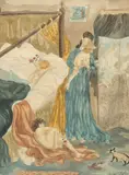Vivien White, Bedroom Interior, watercolour