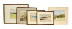 Reine Ormond Pitman, A group of five landscapes, watercolours (5)