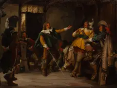 Vernon Ward, Cavaliers in a Hallway, oil on board