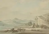 Thomas Sunderland, Ulverston Sands, pen and ink wash