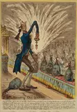 James Gillray, Uncorking Old Sherry, contemporary ink annotations of several depicted characters to margins