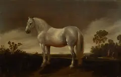 Grey Horse in a Landscape by Abraham van Calraet, oil on panel, sold Jul 2026